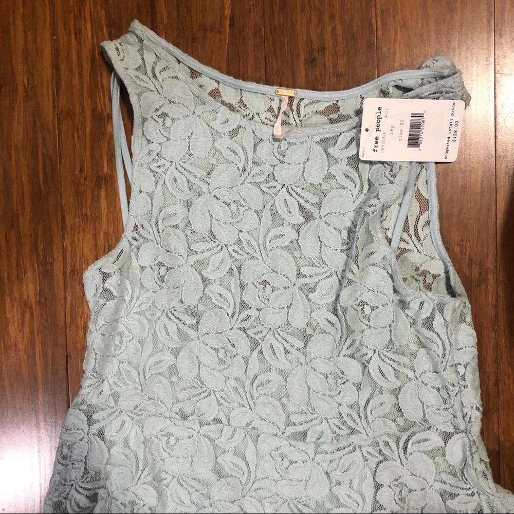 SKY/ MINT FREE PEOPLE LACE DRESS NWT